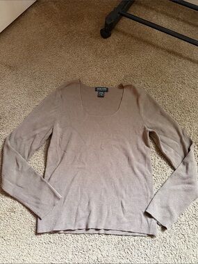 New York & Company Scoop Neck Sweater in Taupe